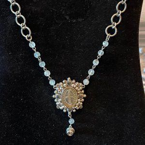VSA Designs Betty necklace with San Benito grande and charm seaglass Swarovski
